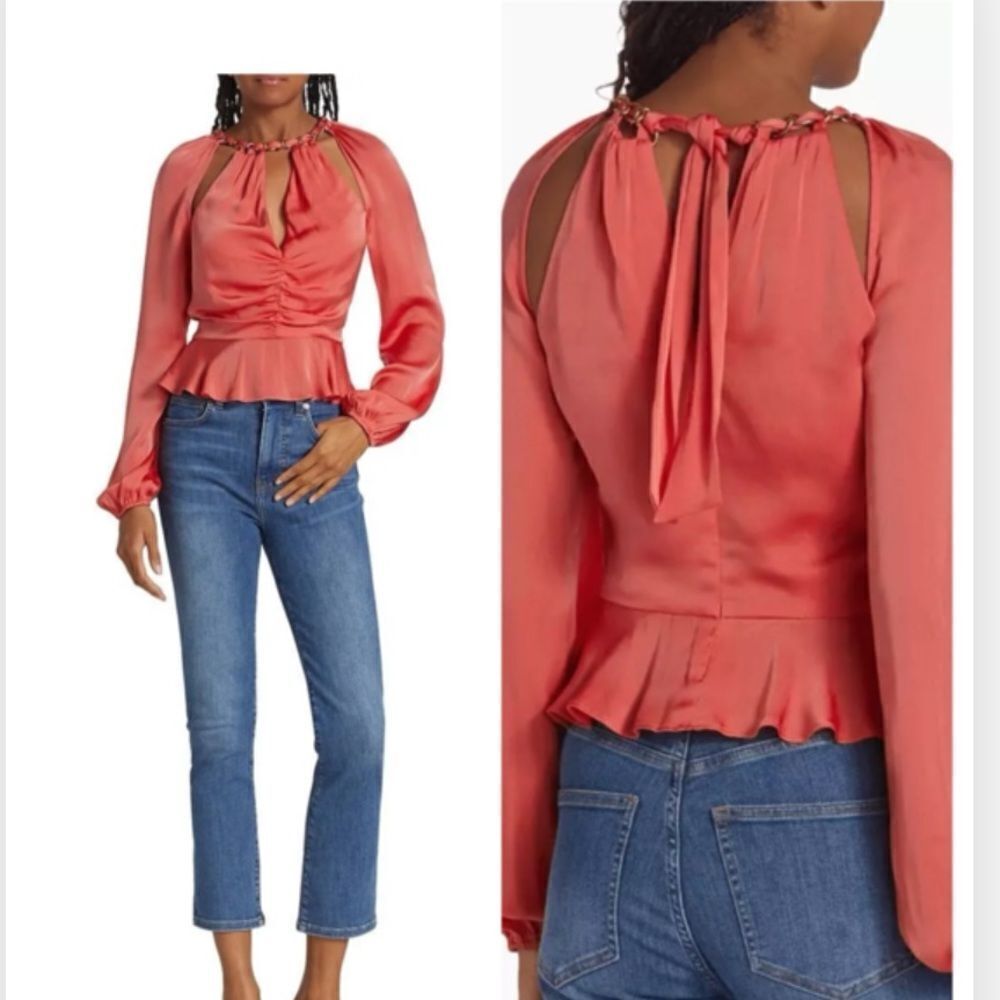 Veronica Beard Yulita Cut-Out Silk-Blend Top  NWT $498